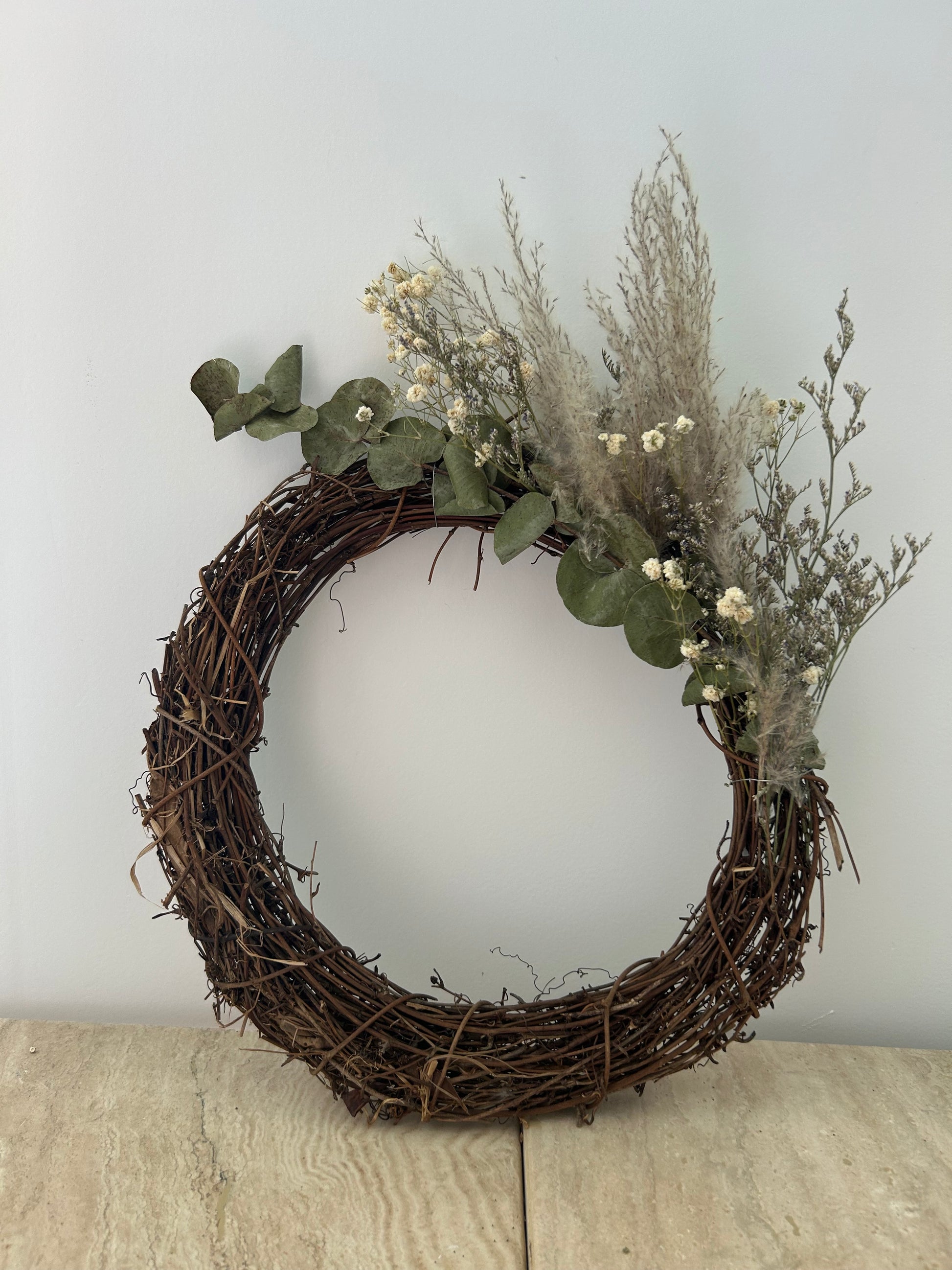 (Ready to dispatch) Pampas & Eucalyptus Wreath 30cm