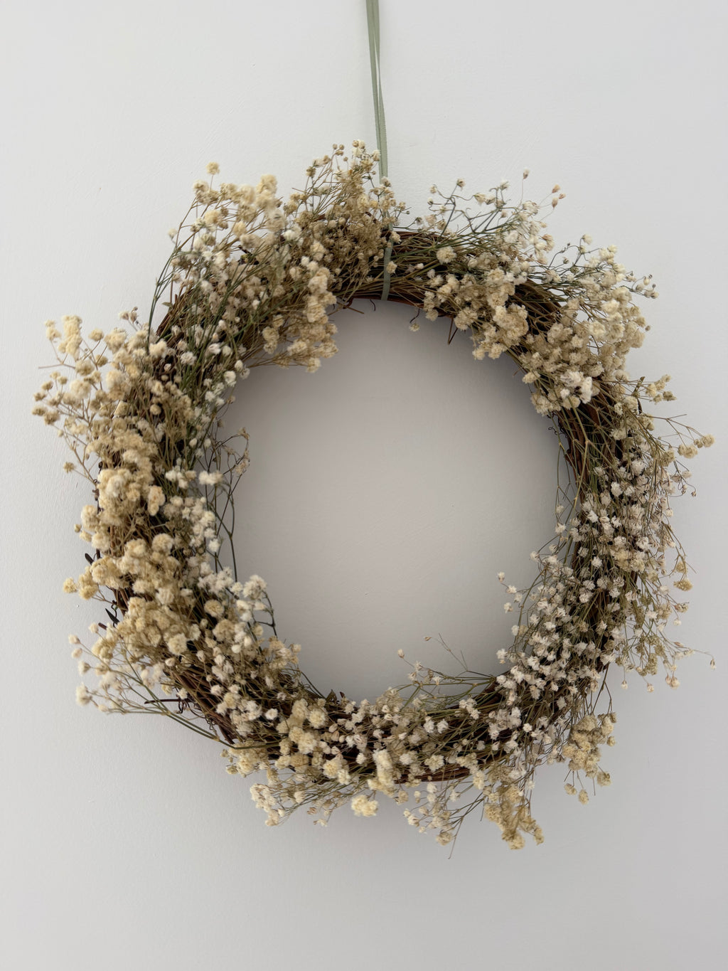 ‘Cotswolds Willow Wreath’ Gypsophila mix finished with a sage ribbon 30cm (included in 15% off offer)