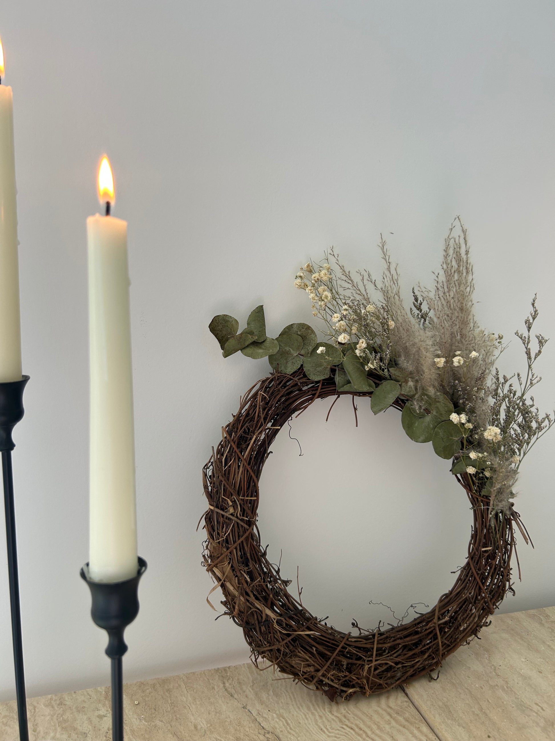 (Ready to dispatch) Pampas & Eucalyptus Wreath 30cm
