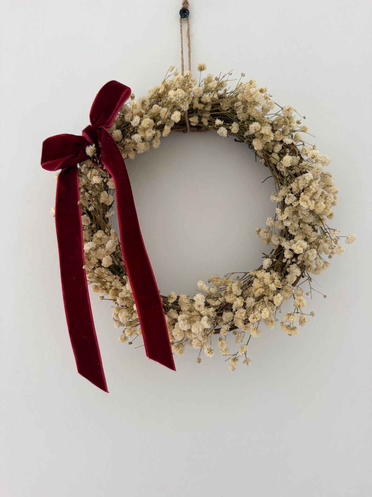 Christmas Velvet Side Bow Wreath 20cm