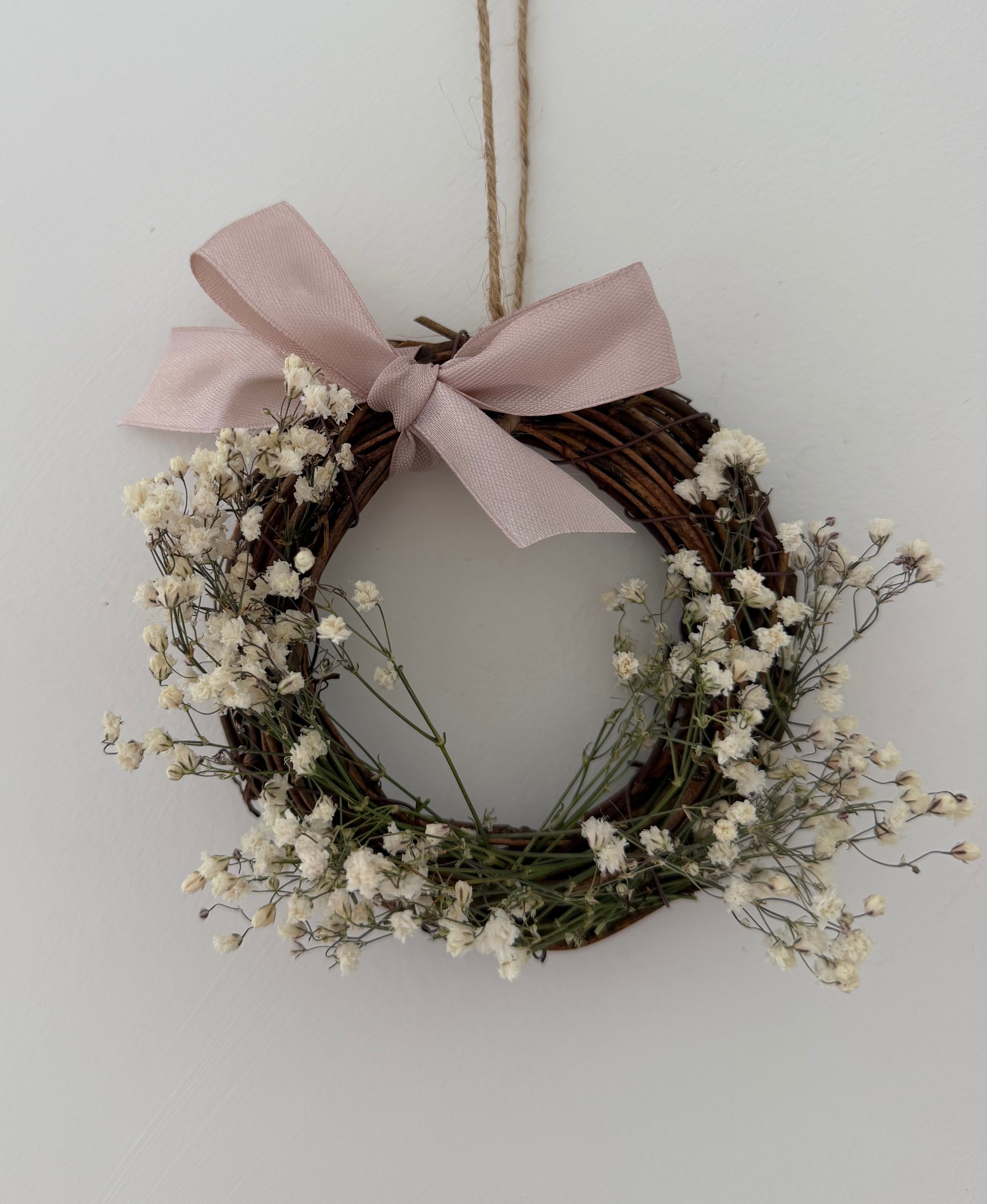 Mini wreath 10cm (pink bow)