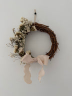‘Flora’ Wreath with Gypsophilas and White Statice finished with cream bow 20cm - (included in 15% off offer)