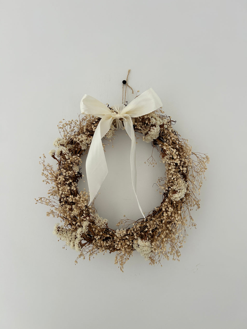 SAMPLE (one off) * READY TO BE DISPATCHED * gypsophilas and white statice finished with cream satin bow 30cm