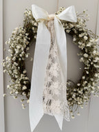 ‘Aurora’ Gypsophila Wreath finished with a cream satin & lace bow 30cm